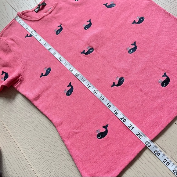 Vintage 90s Carole Little Pink All Embroidered Happy Whales Short Sleeve T-Shirt - Picture 9 of 11